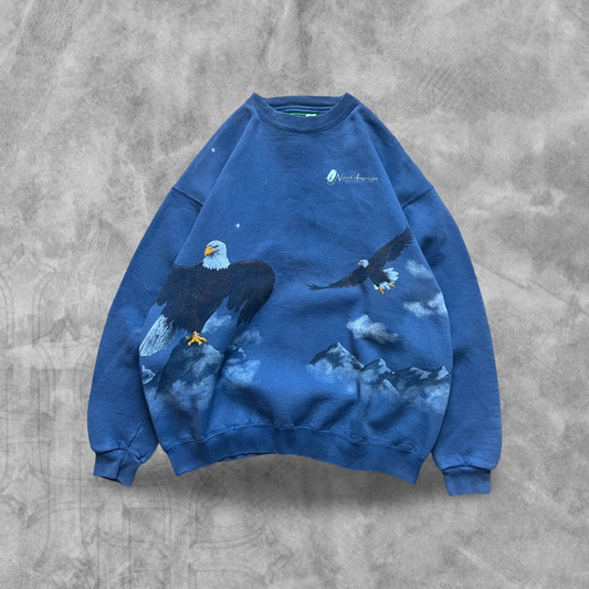 Sky Blue Eagle Mountain Wrap Around Sweatshirt 1990s (XL)