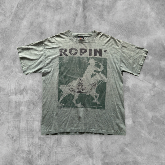 Faded Hunter Green Ropin’ Shirt 1990s (XL)