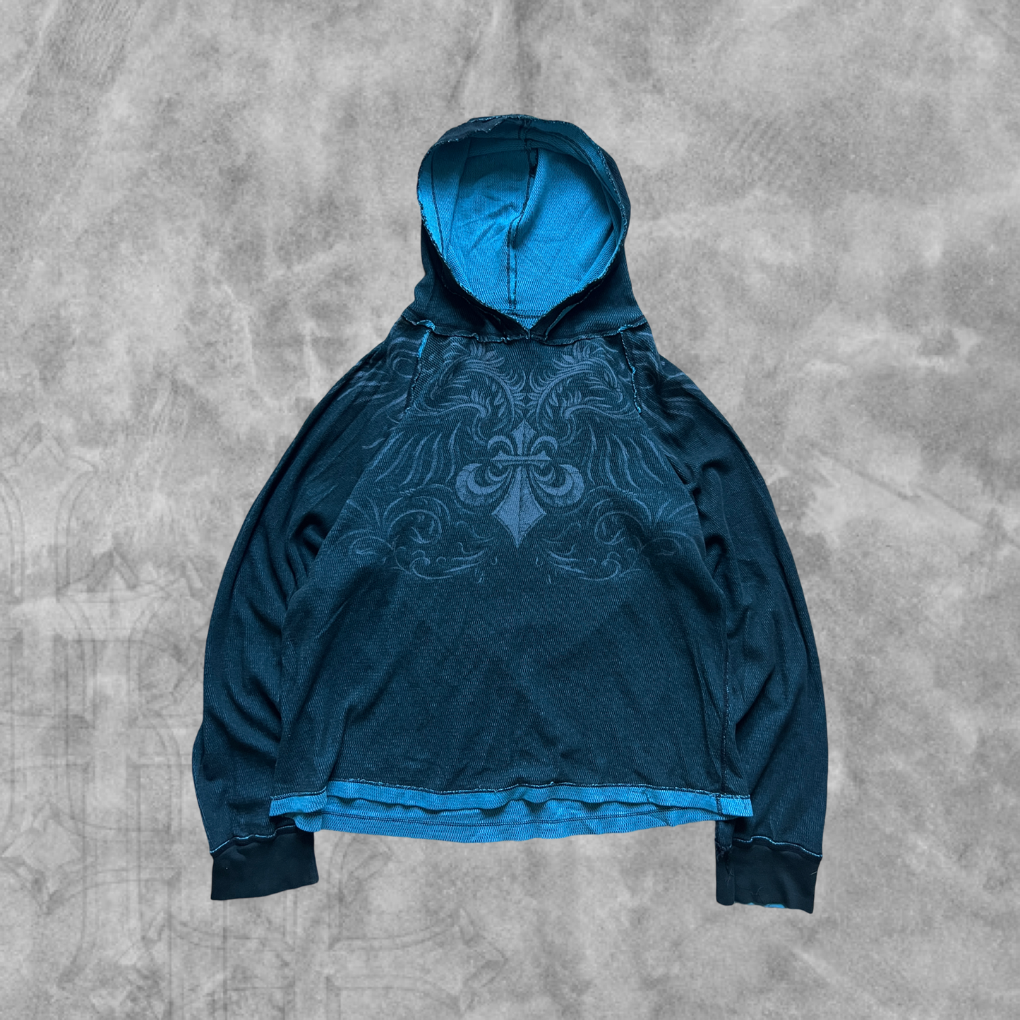 Blue/Black Affliction Thermal Hoodie 2000s (L)