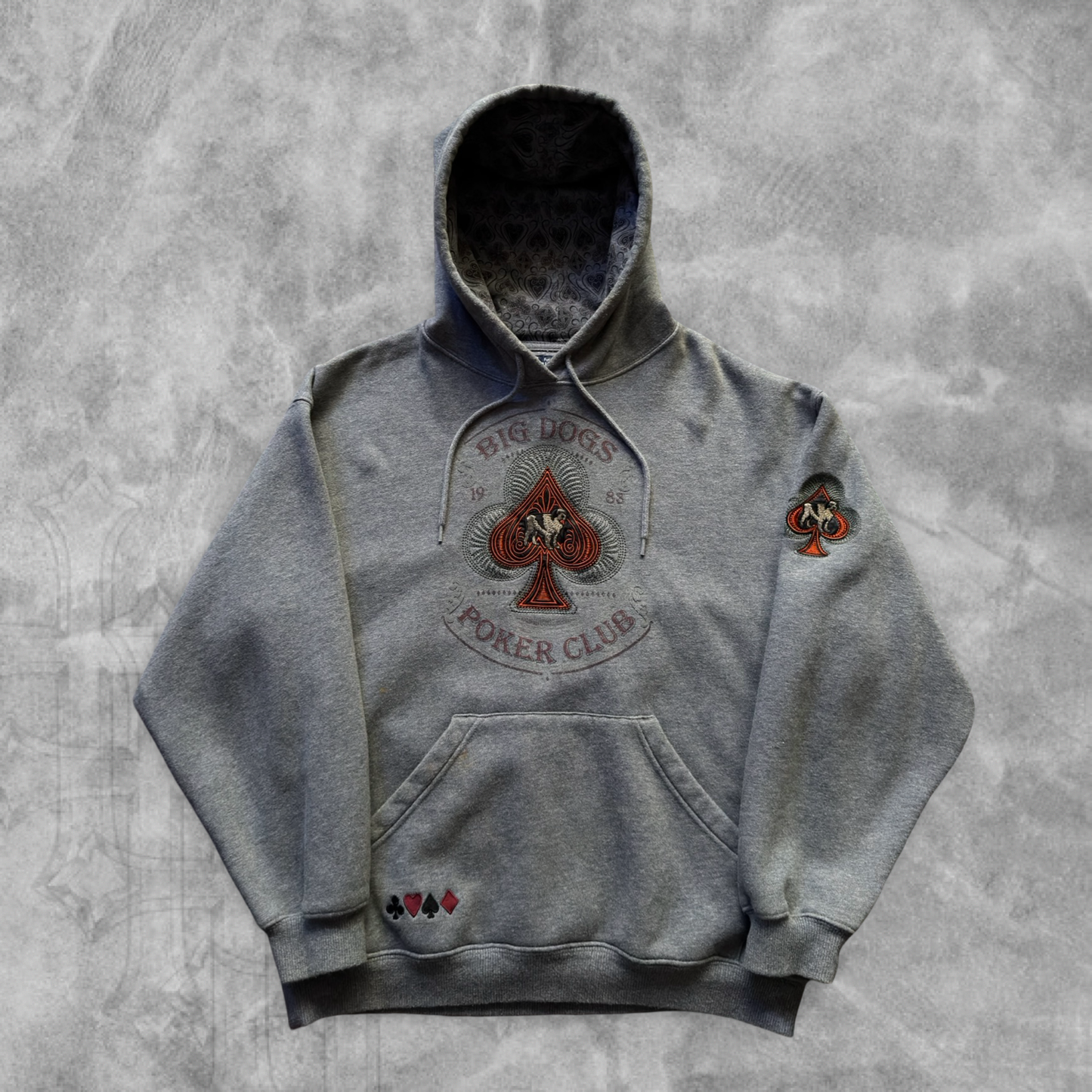 Gray Big Dogs Poker Hoodie 1990s (S)