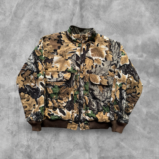 Woodland Camo Bomber Jacket 1990s (L)