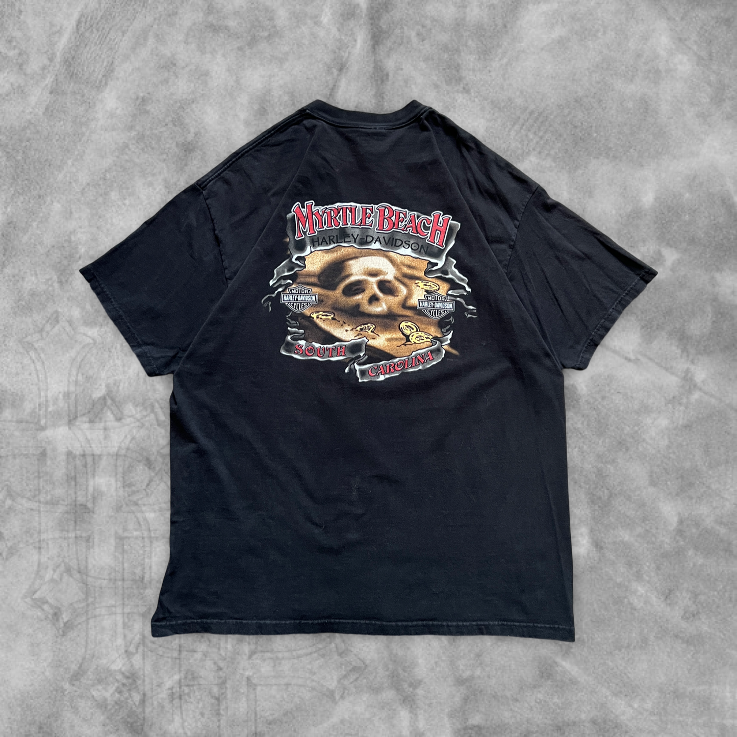 Black Harley Davidson Mohawk Skull Shirt 2007 (XXL)