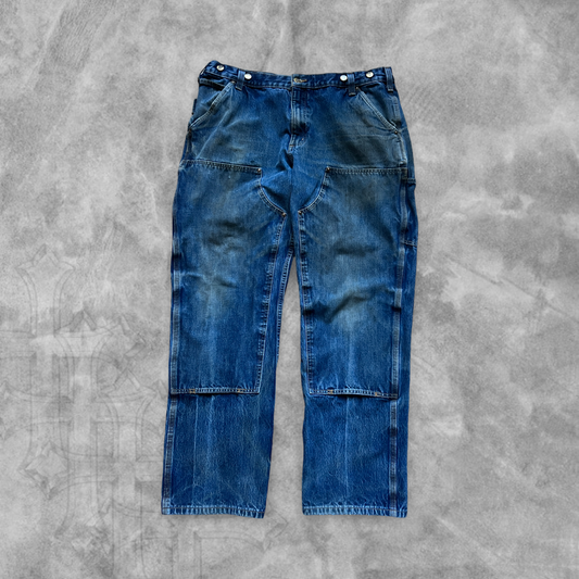 Faded Distressed Denim Carhartt Double Knee Carpenter Pants 2000s (38x31)