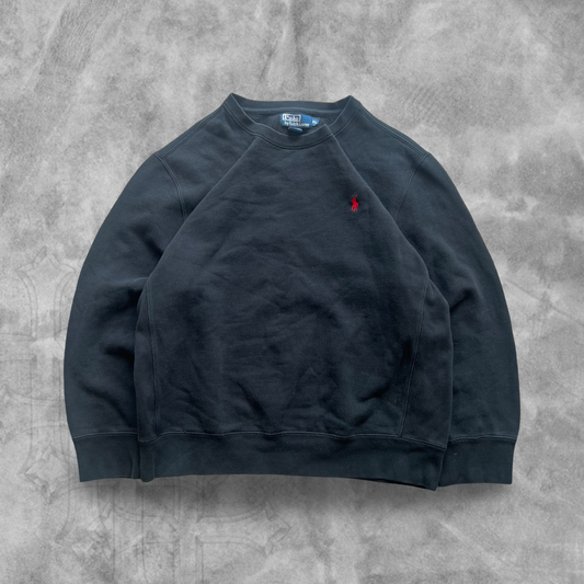 Black Polo Ralph Lauren Reverse Weave Sweatshirt 1990s (L)