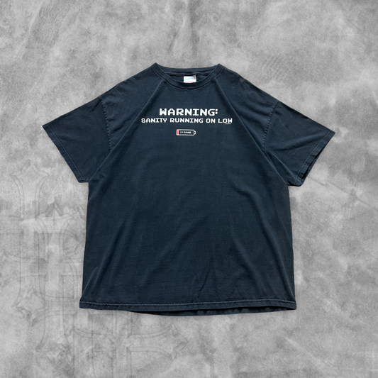 Black “Sanity Running On Low” Shirt 1990s (XL)