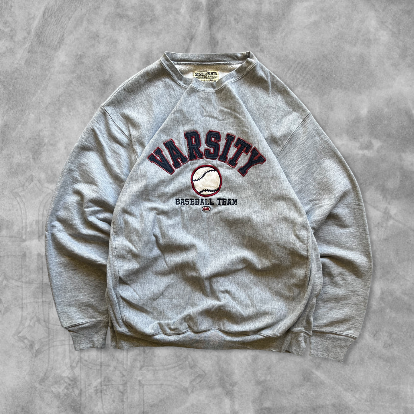 Grey Varsity Baseball Reverse Weave Sweatshirt 1990s (XXL)