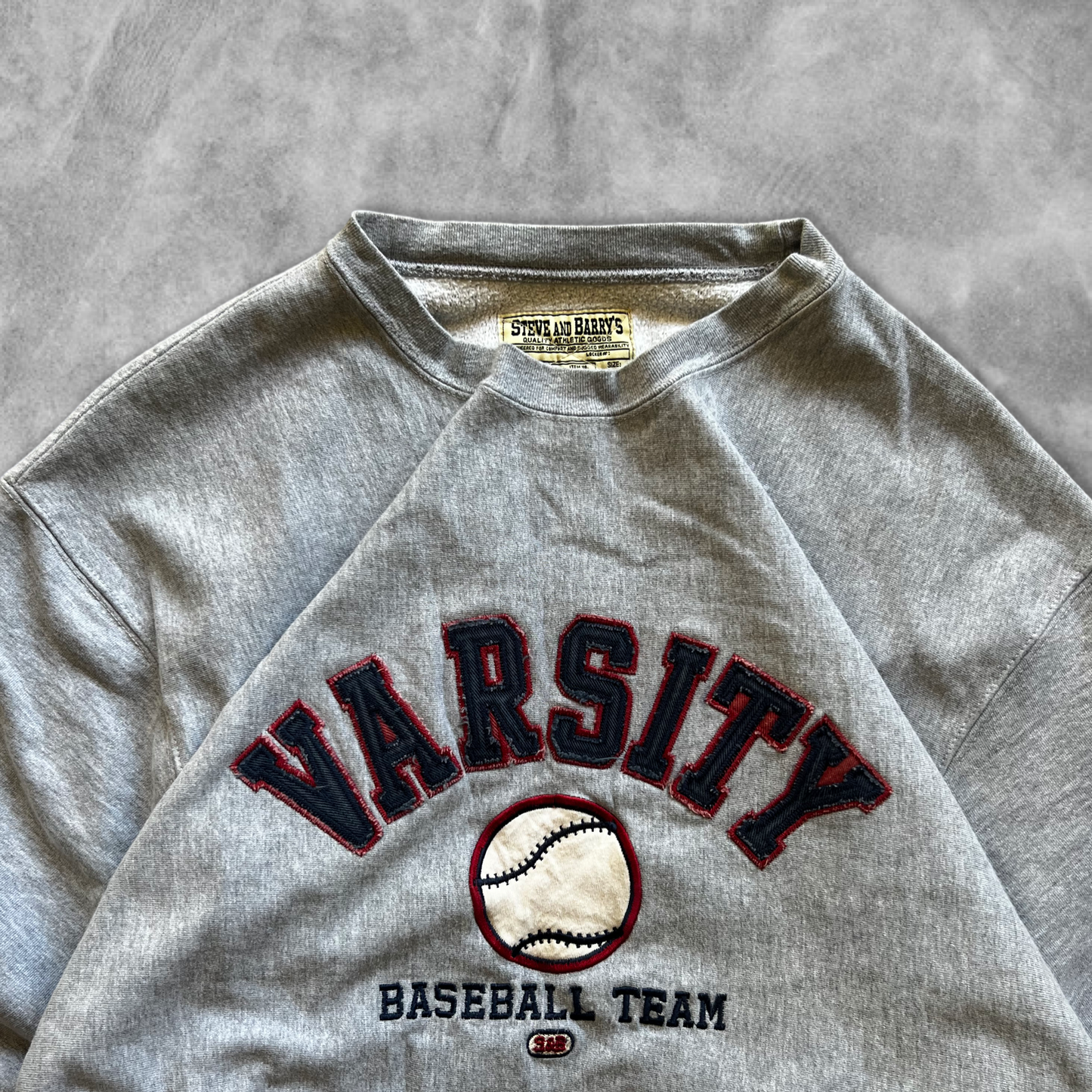 Grey Varsity Baseball Reverse Weave Sweatshirt 1990s (XXL)