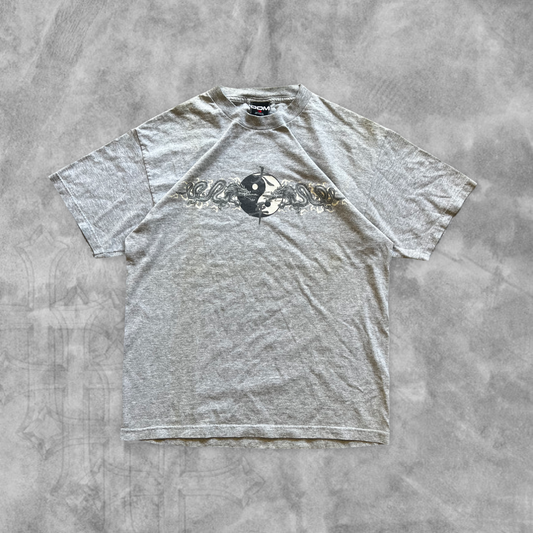 Grey Yin & Yang Dragon Shirt Y2K (L)