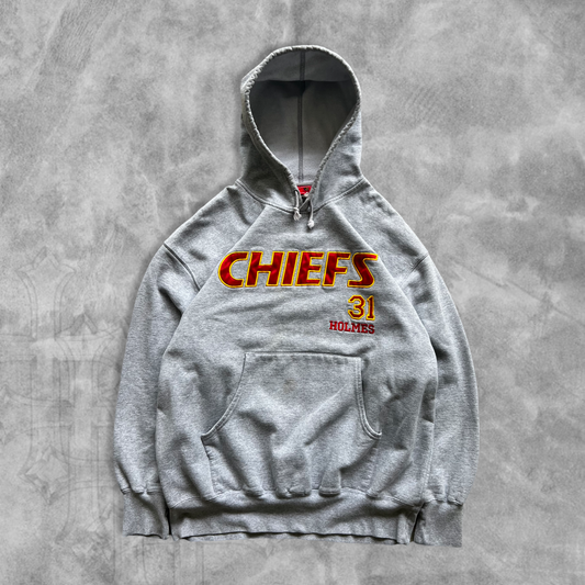 Stone Grey Priest Holmes Kansas City Chiefs Hoodie 2001 (XL)