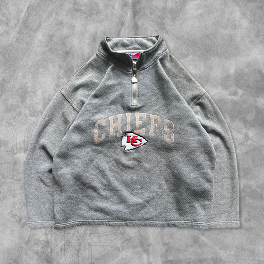 Stone Grey Kansas City Chiefs Quarter Zip 1990s (XL)