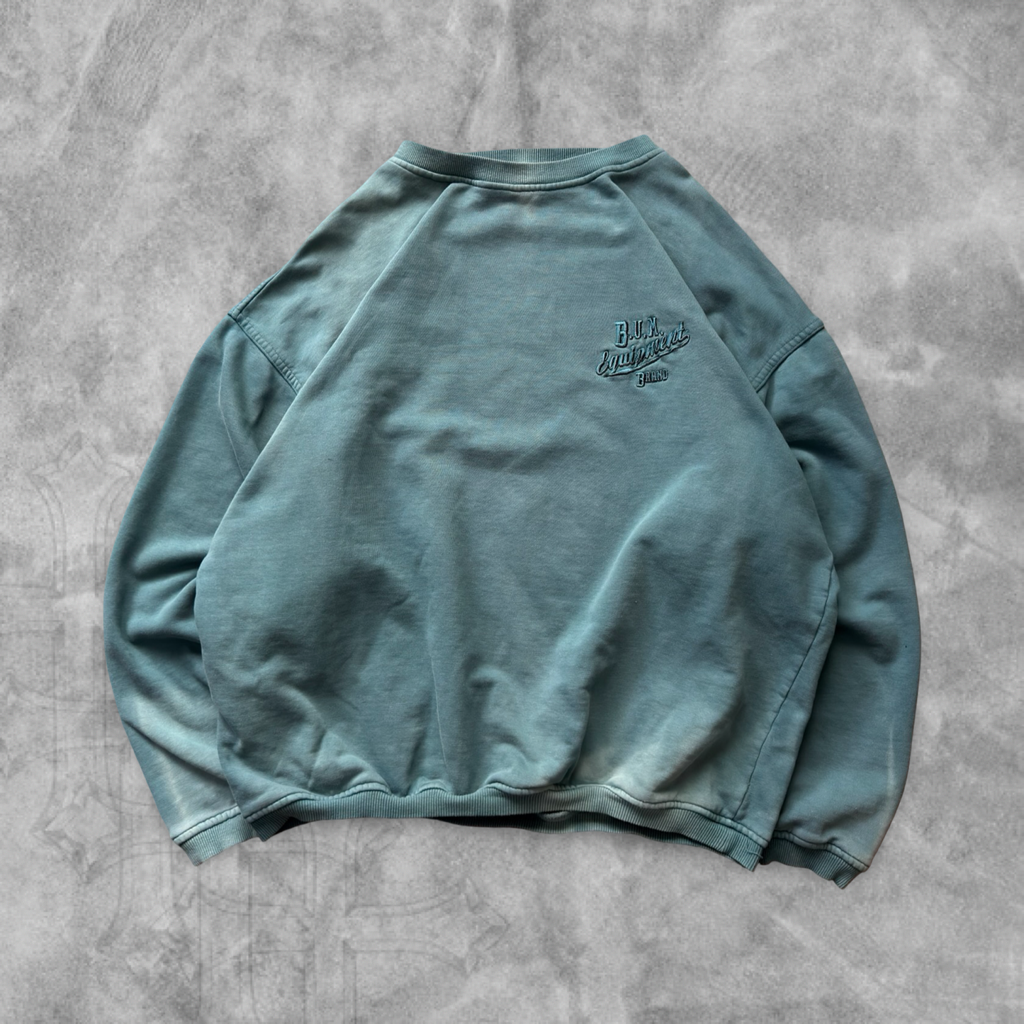 Faded Emerald Green B.U.M Equipment Sweatshirt 1990s (XL)