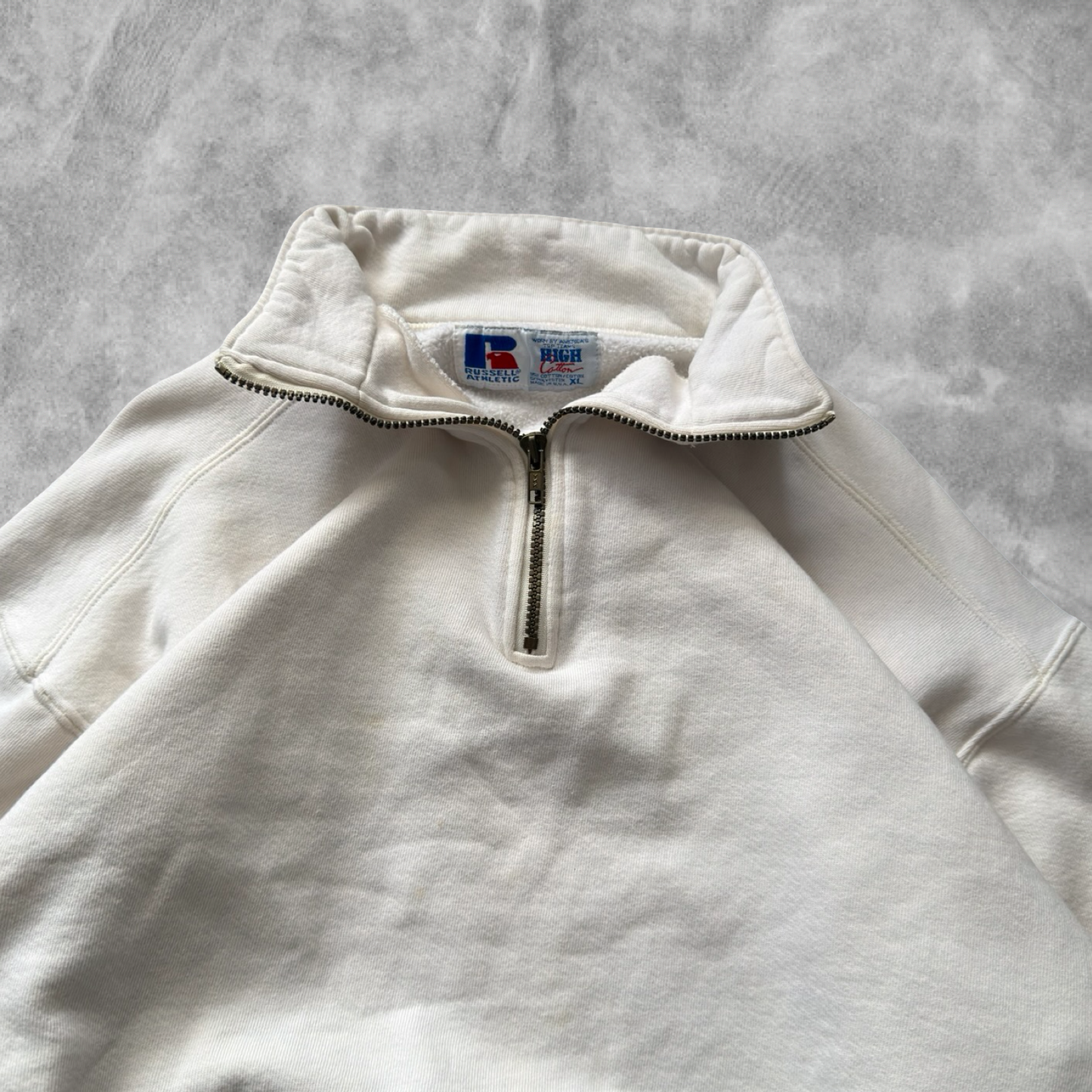 White Russell Athletic Quarter Zip 1900s (L)