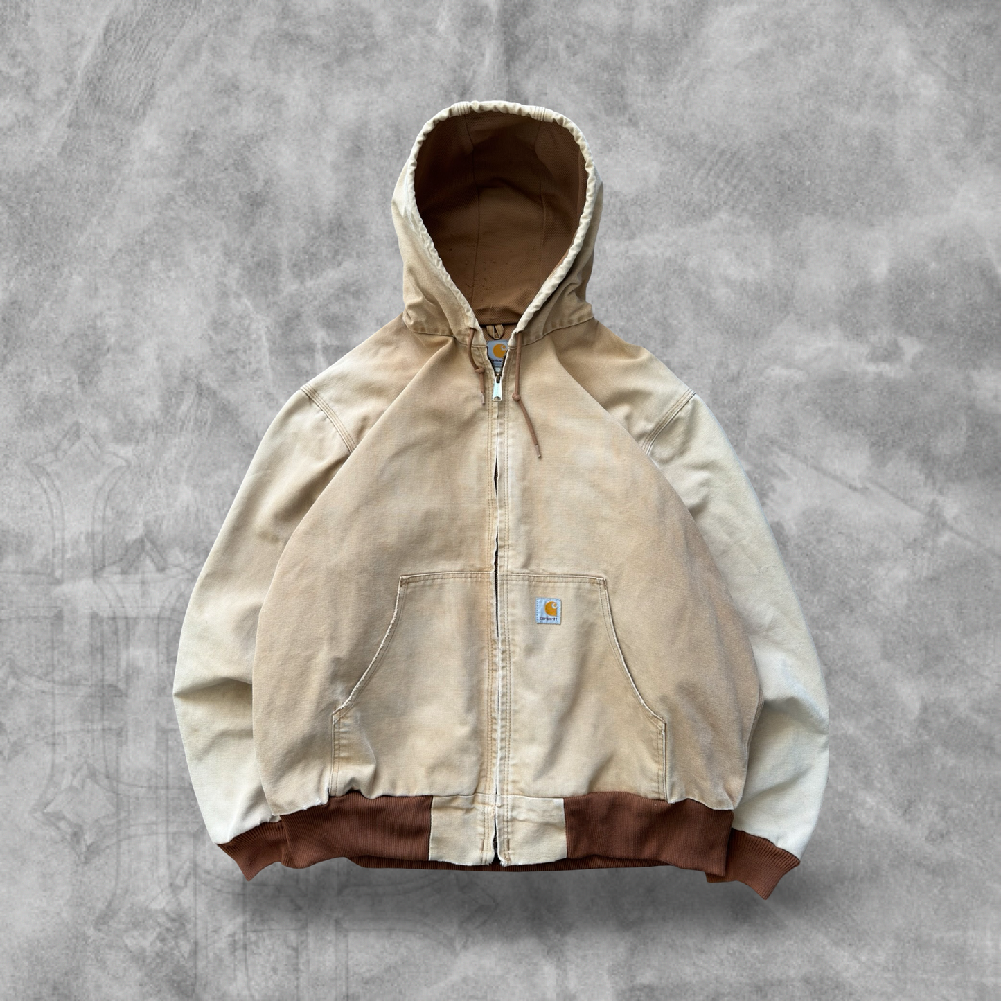 Faded Tan Carhartt Hooded Jacket 1990s (XL)
