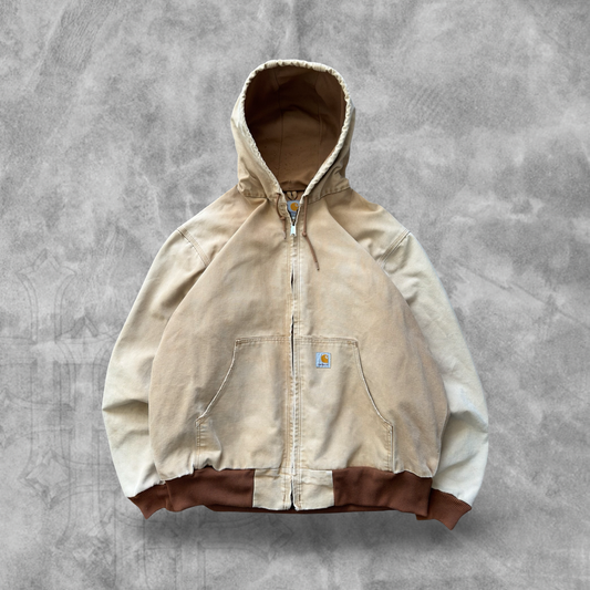 Faded Tan Carhartt Hooded Jacket 1990s (XL)