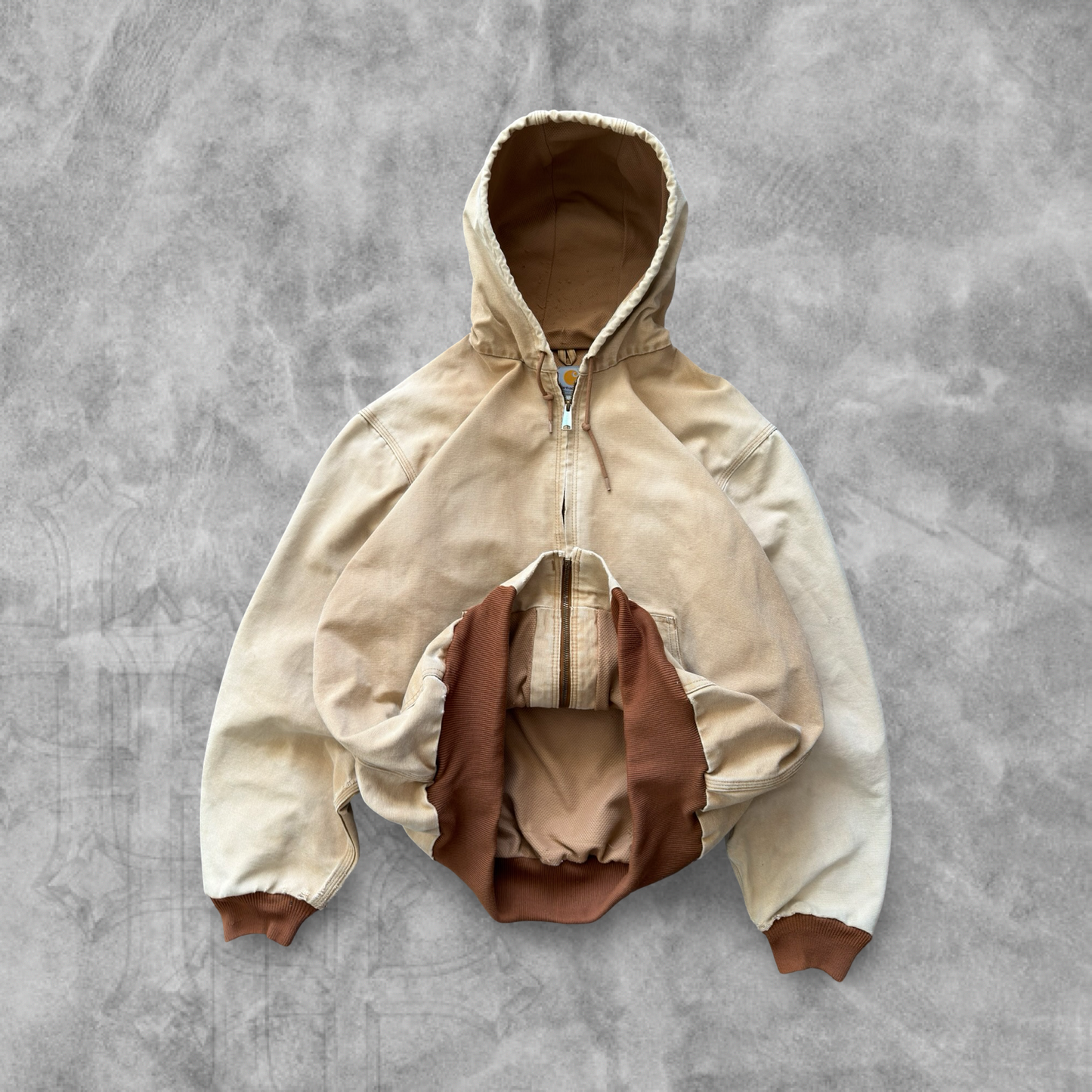 Faded Tan Carhartt Hooded Jacket 1990s (XL)