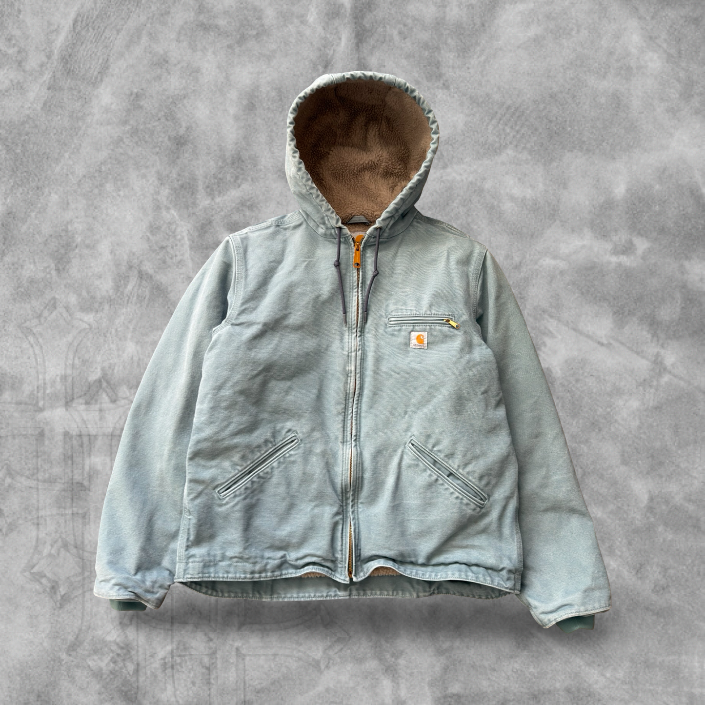 Faded Baby Blue Hooded Carhartt Jacket 2000s (S)