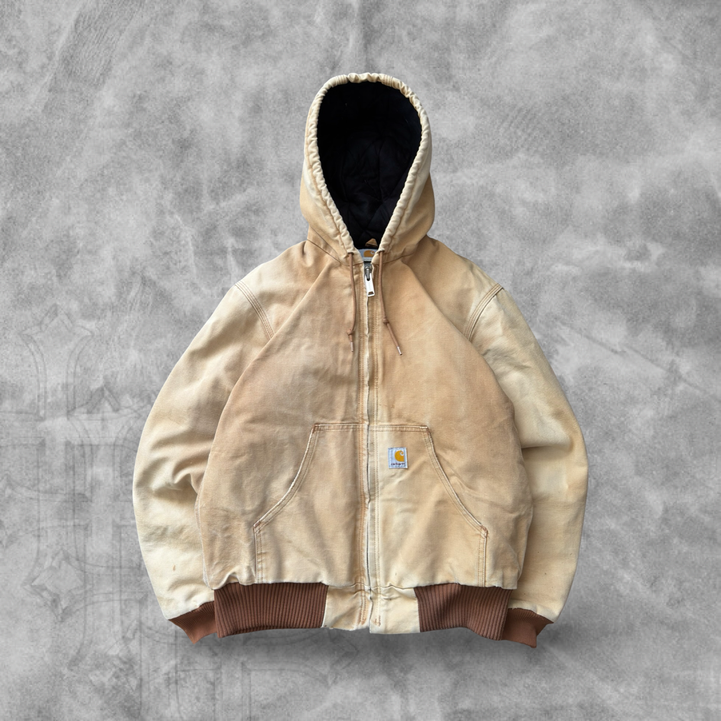 Faded Tan Carhartt Hooded Jacket 1990s (S)