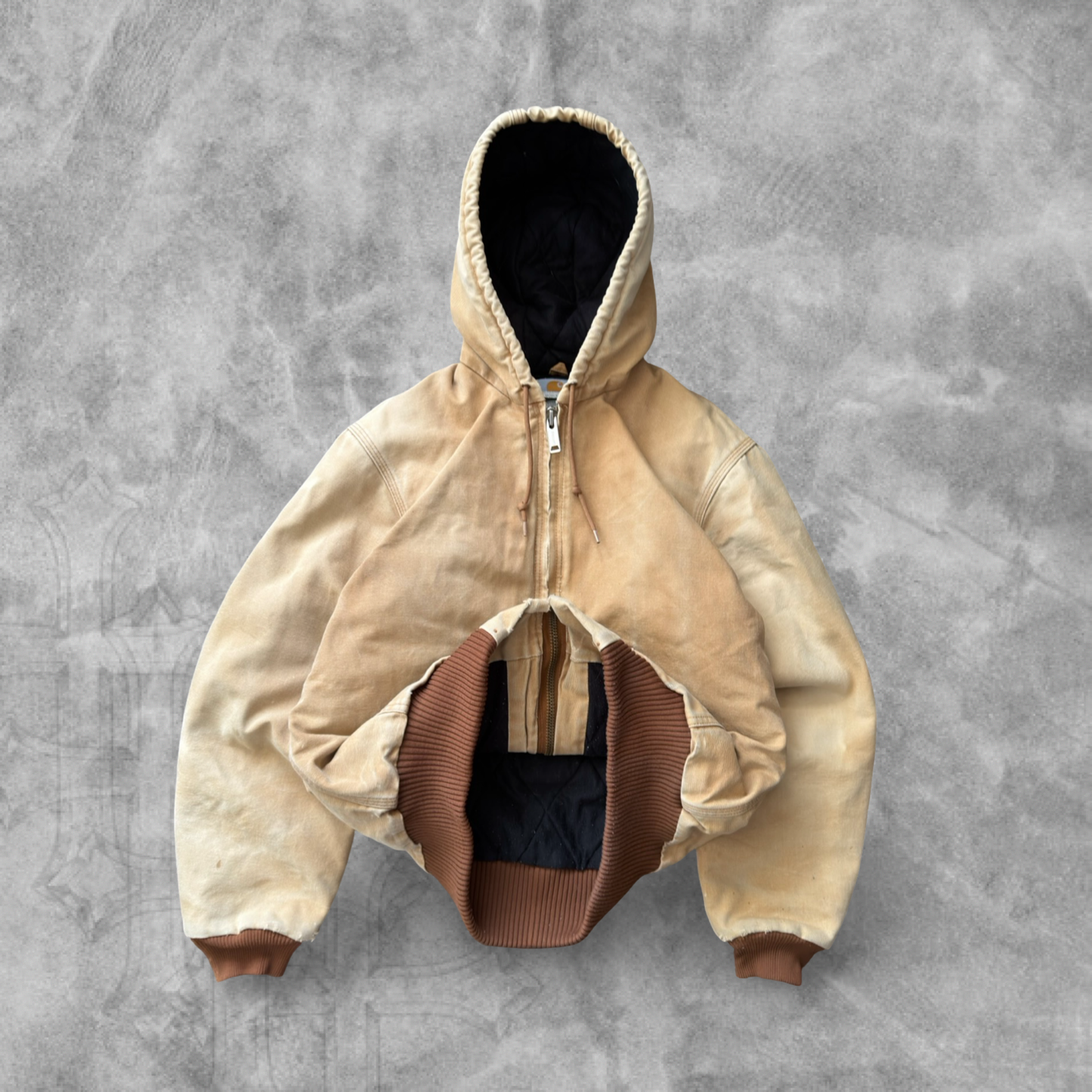 Faded Tan Carhartt Hooded Jacket 1990s (S)