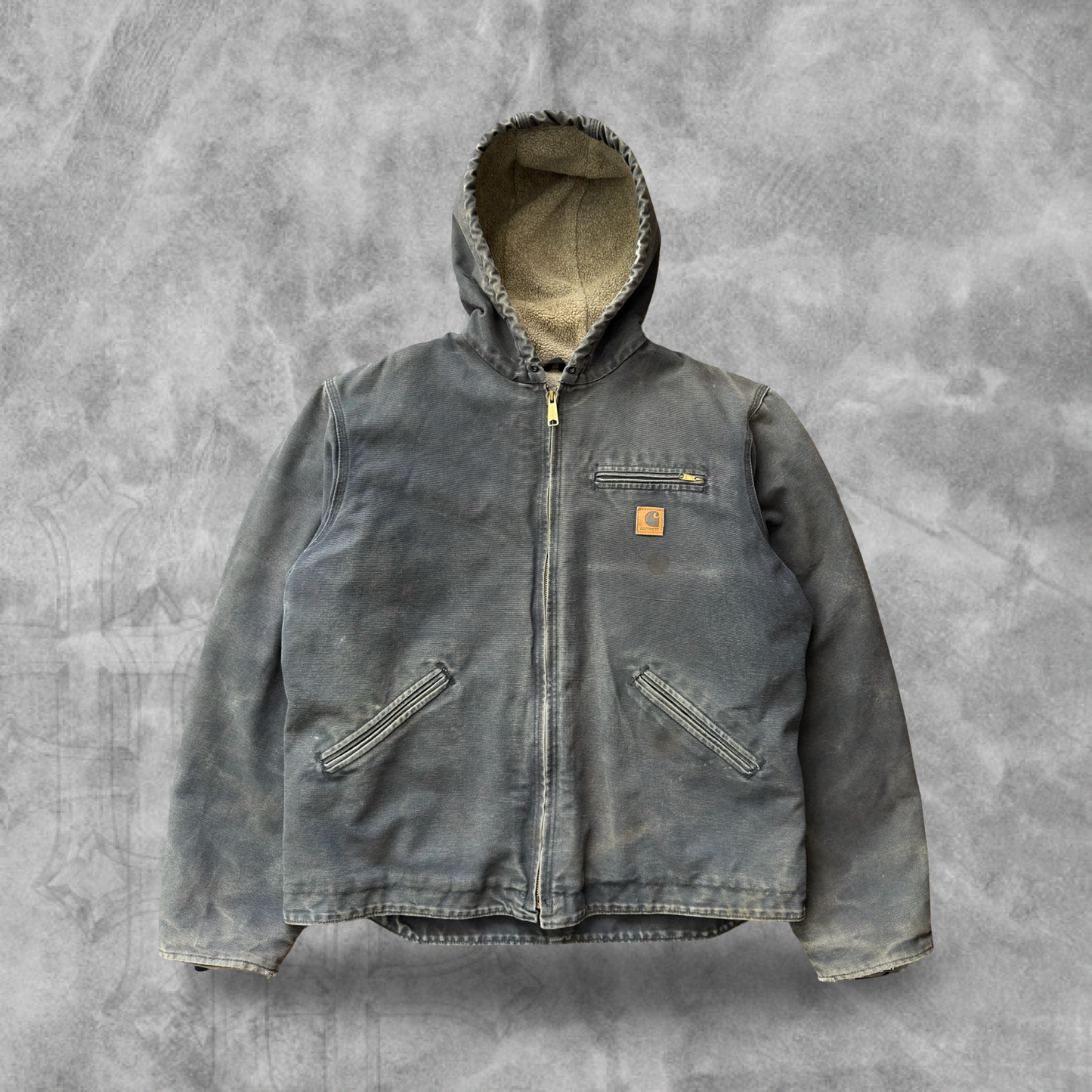 Faded Black Hooded Carhartt Jacket 2000s (L)