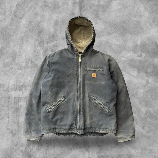 Faded Black Hooded Carhartt Jacket 2000s (L)