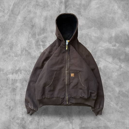 Brown Carhartt Hooded Jacket 2000s (XL)