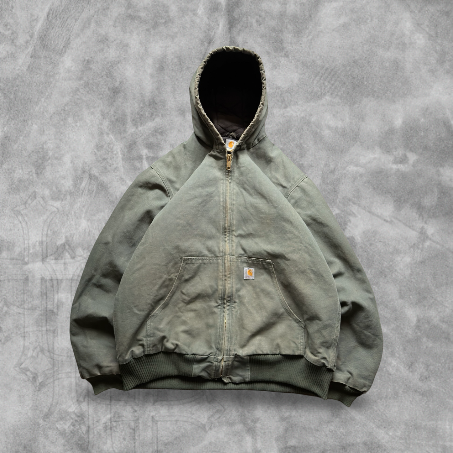 Moss Green Carhartt Hooded Jacket 1990s (XL)