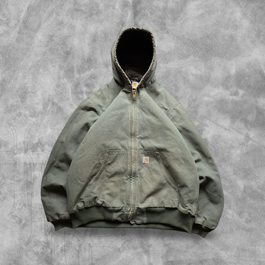 Moss Green Carhartt Hooded Jacket 1990s (XL)