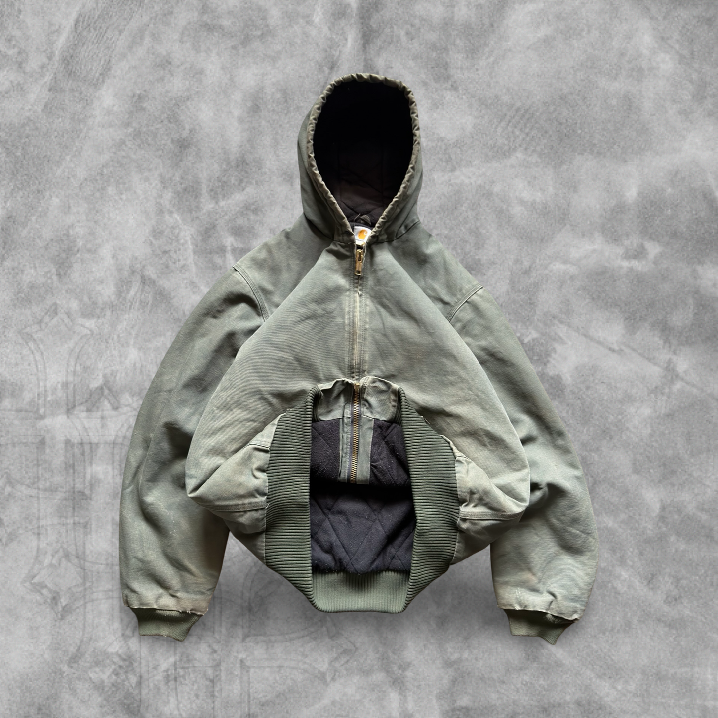 Moss Green Carhartt Hooded Jacket 1990s (XL)