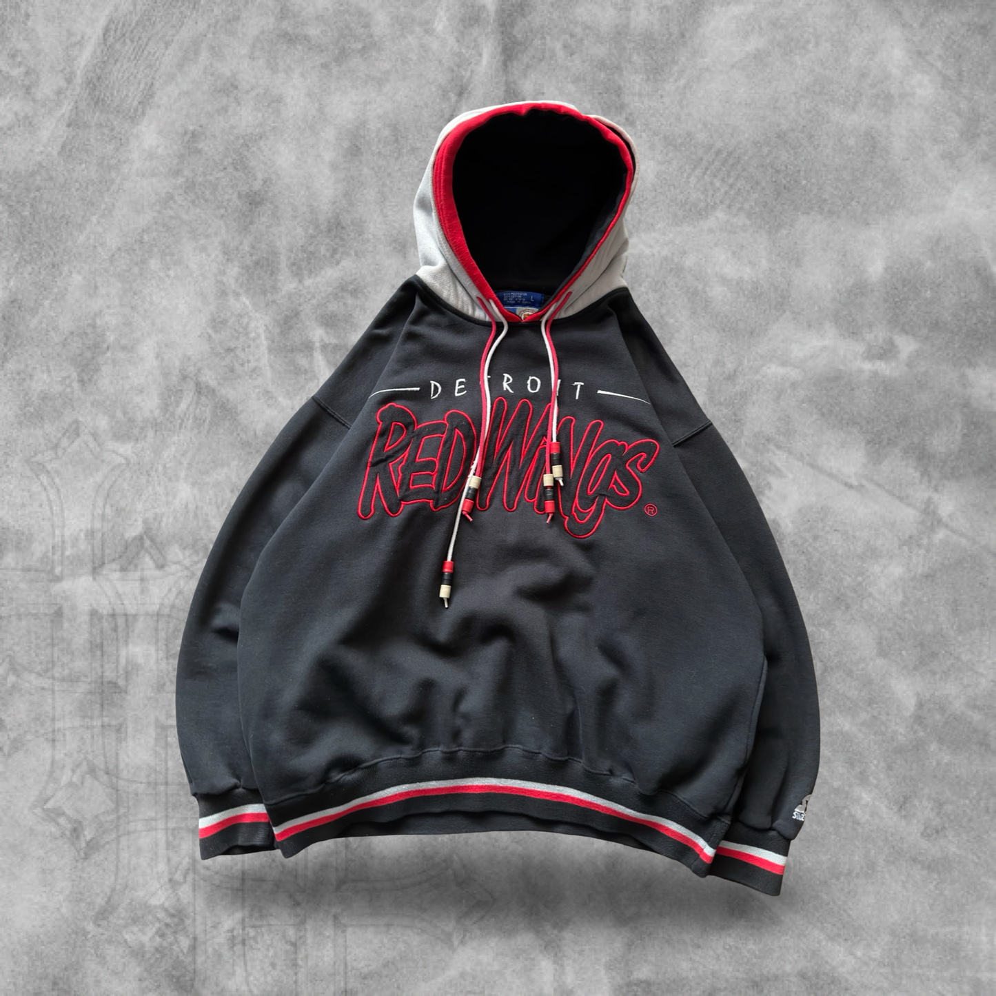 Black Detroit Red Wings Starter Beads Hoodie 1990s (L)