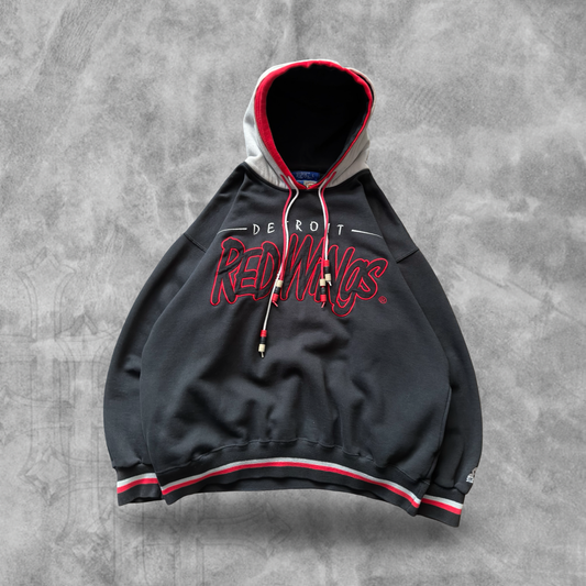 Black Detroit Red Wings Starter Beads Hoodie 1990s (L)