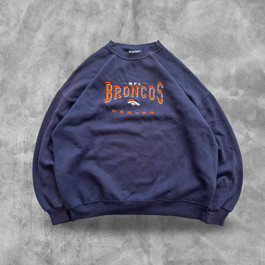 Navy Blue Denver Broncos Sweatshirt 1990s (XXL)