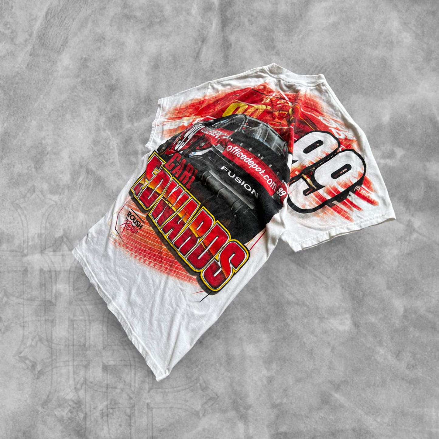 White Carl Edwards Nascar AOP Shirt 2000s (L)