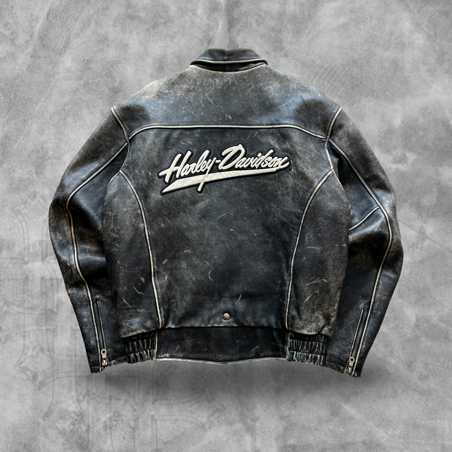 Faded Black Harley Davidson Leather Jacket 1990s (L)