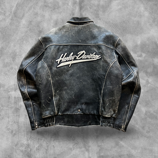 Faded Black Harley Davidson Leather Jacket 1990s (L)