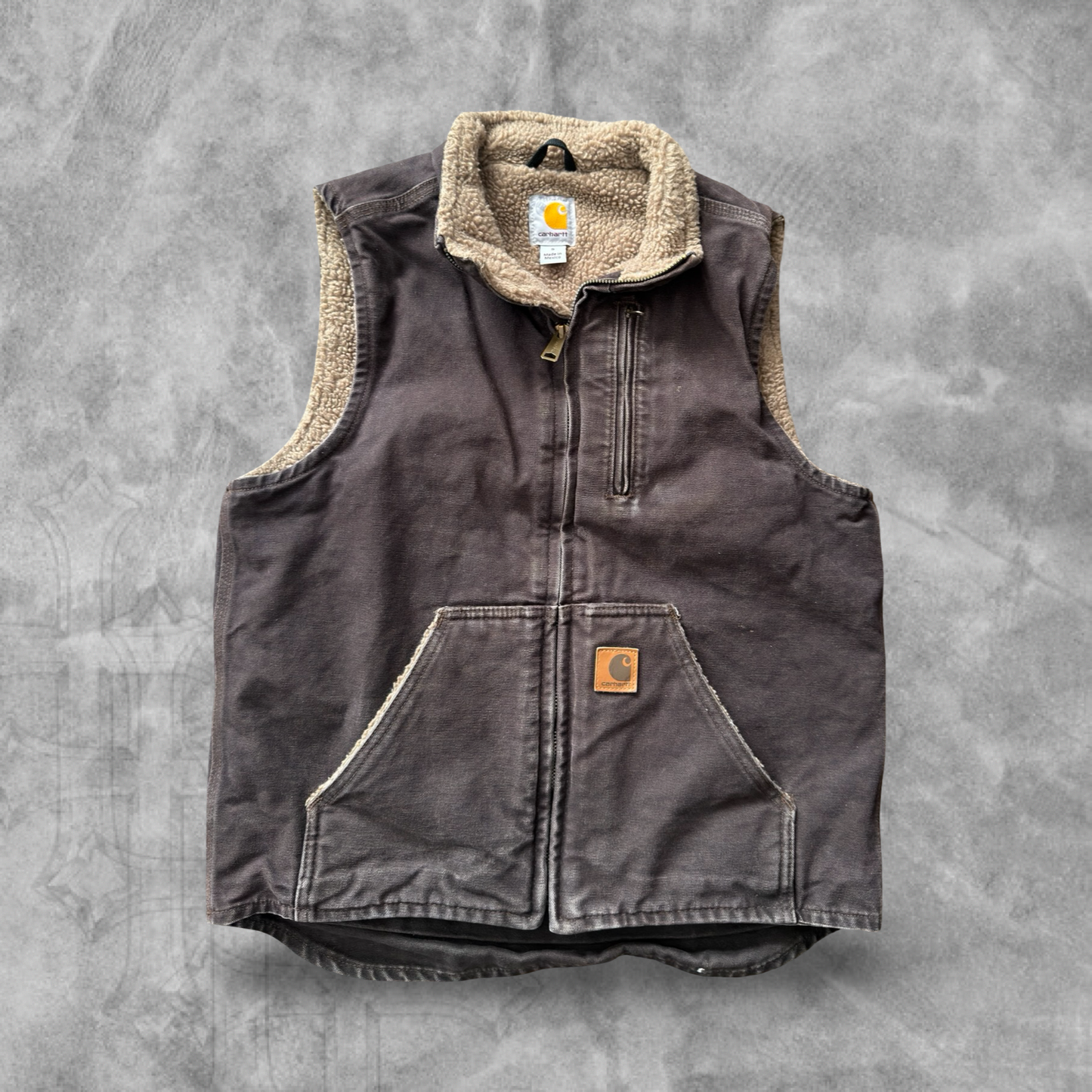 Mocha Brown Sherpa Lined Carhartt Vest 2000s (S)
