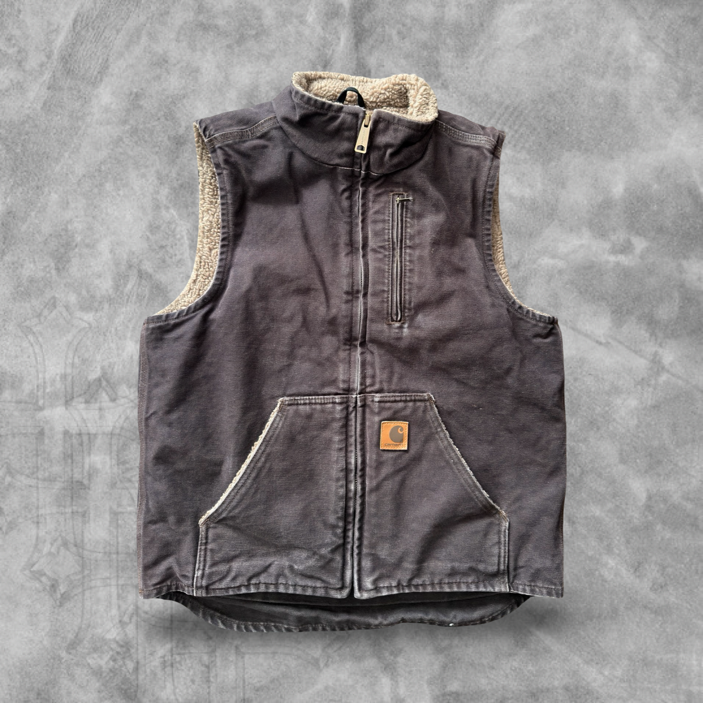 Mocha Brown Sherpa Lined Carhartt Vest 2000s (S)