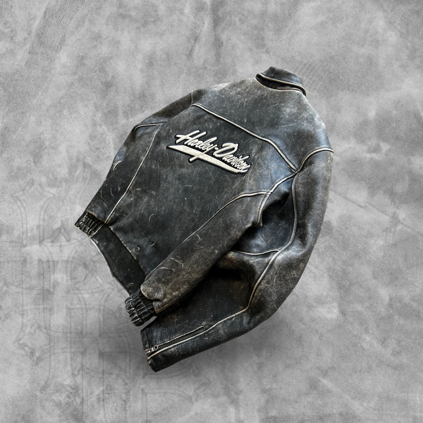 Faded Black Harley Davidson Leather Jacket 1990s (L)