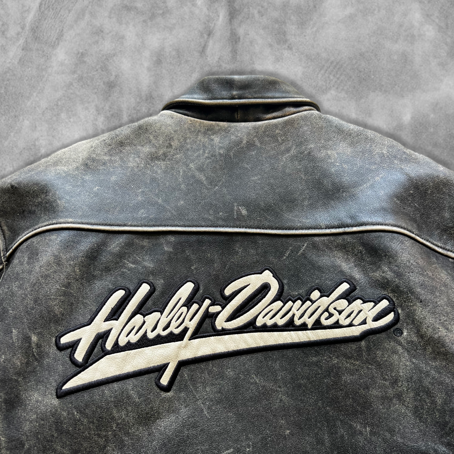 Faded Black Harley Davidson Leather Jacket 1990s (L)