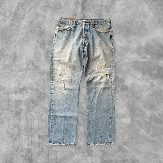 Faded Distressed Levis 501 Jeans 1990s (34x32)