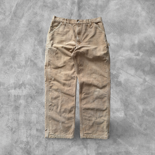 Tan Carhartt Blanked Lined Carpenter Pants 1990s (36x31)