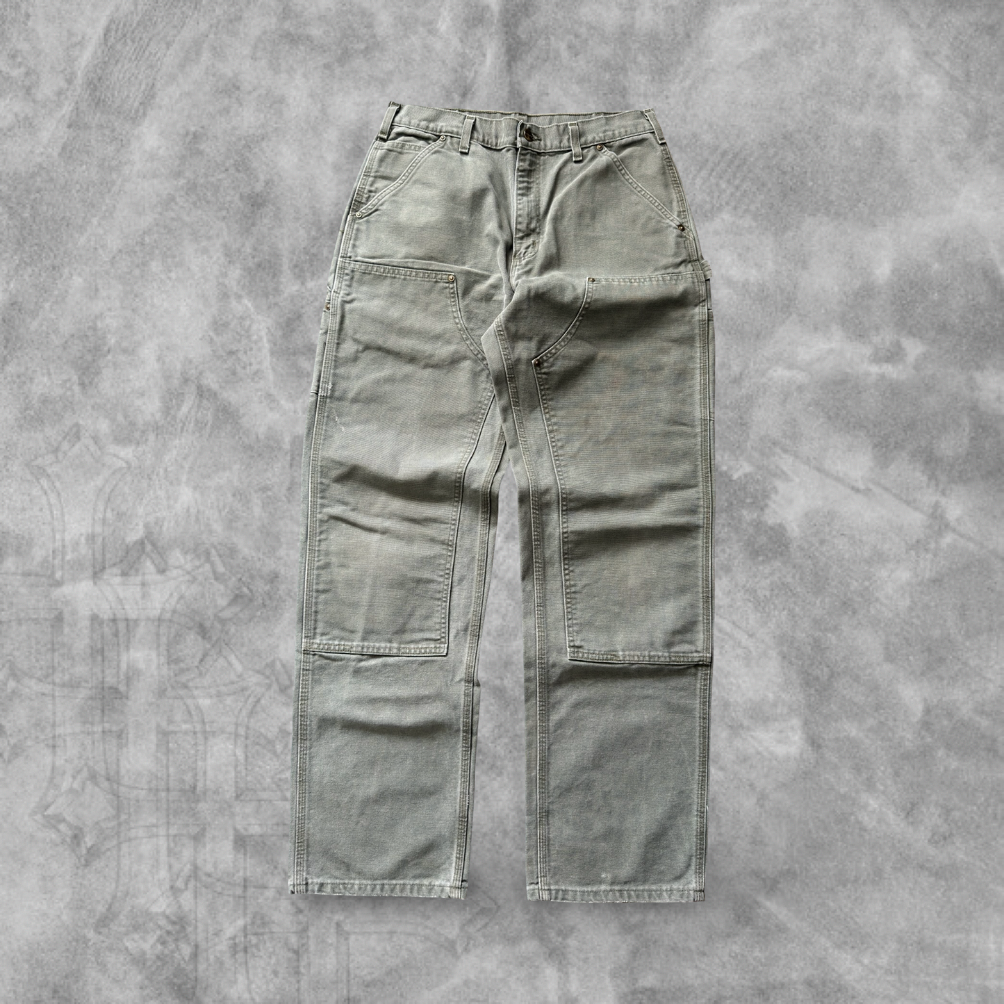 Olive Green Carhartt Double Knee Carpenter Pants 2000s (33x34)