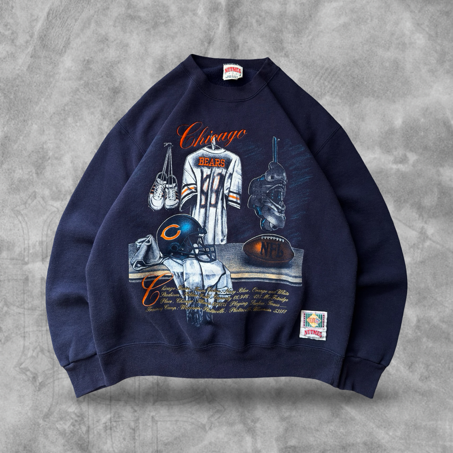 Navy Blue Chicago Bears Locker Room Sweatshirt 1990s (M)