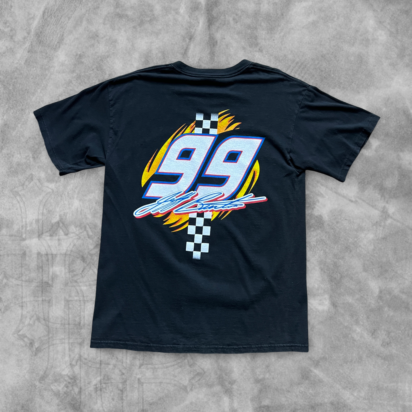 Black Jeff Burton Flame Nascar Shirt 1990s (L)