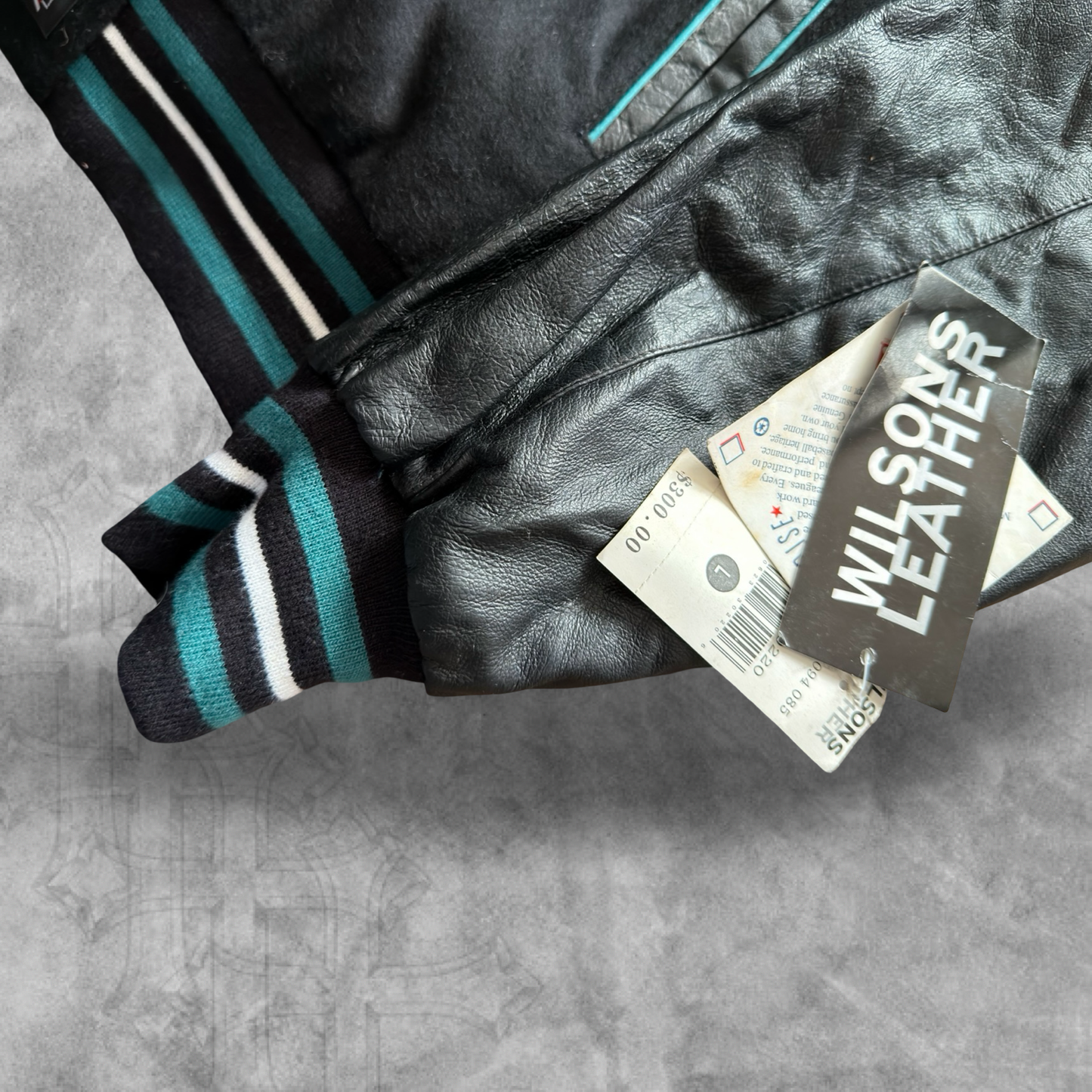 Black Florida Marlins Leather Reversible Varsity Jacket 1990s (L)