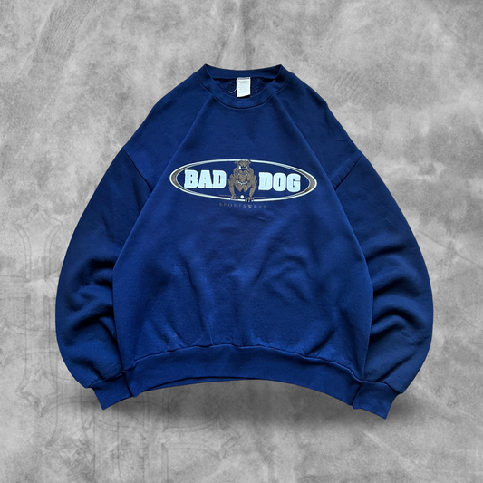 Navy Blue Bad Dog Sports Wear Sweatshirt 1990s (L)