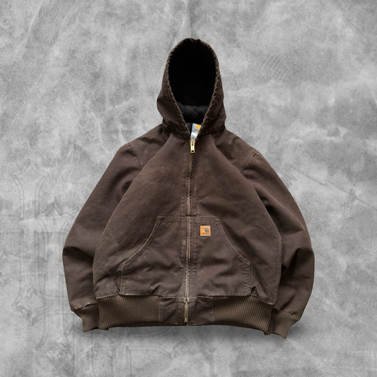 Mocha Brown Carhartt Hooded Jacket 2000s (S)