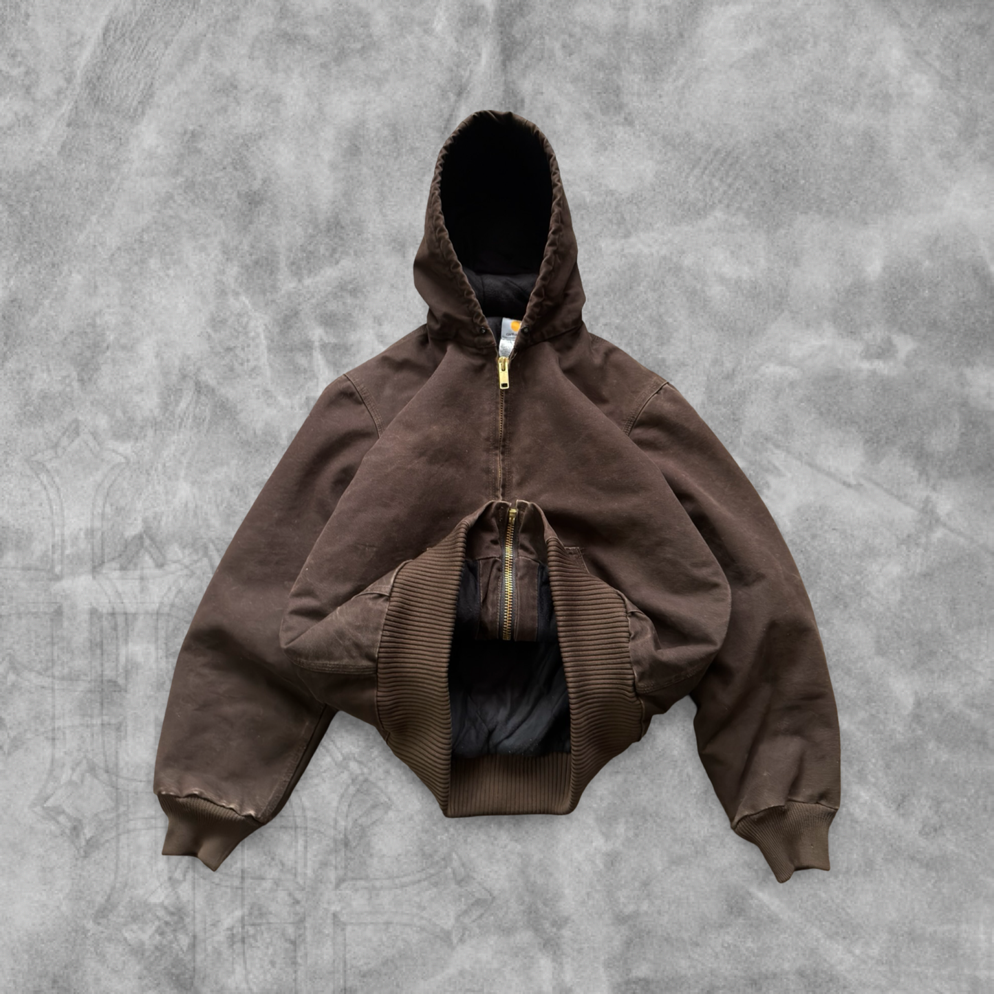 Mocha Brown Carhartt Hooded Jacket 2000s (S)