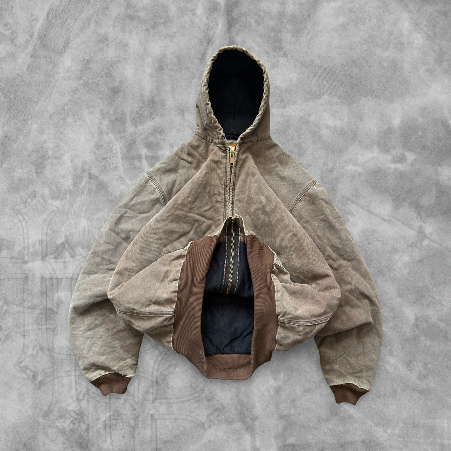 Faded Brown Carhartt Hooded Jacket 2001 (XXL)