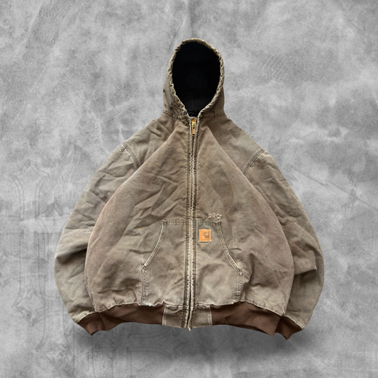 Faded Brown Carhartt Hooded Jacket 2001 (XXL)