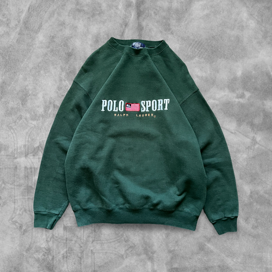 Forrest Green Polo Sport Boot Sweatshirt 1990s (L)